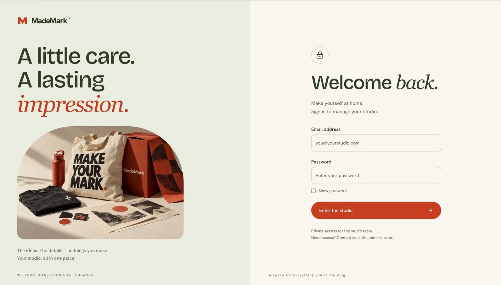 Mademark Admin CMS Login Page